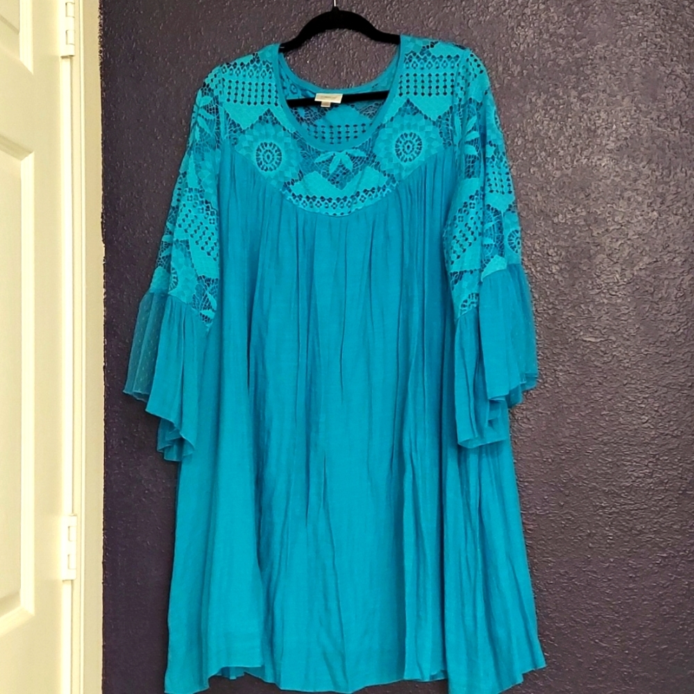 Turquoise Lace Lined Dress